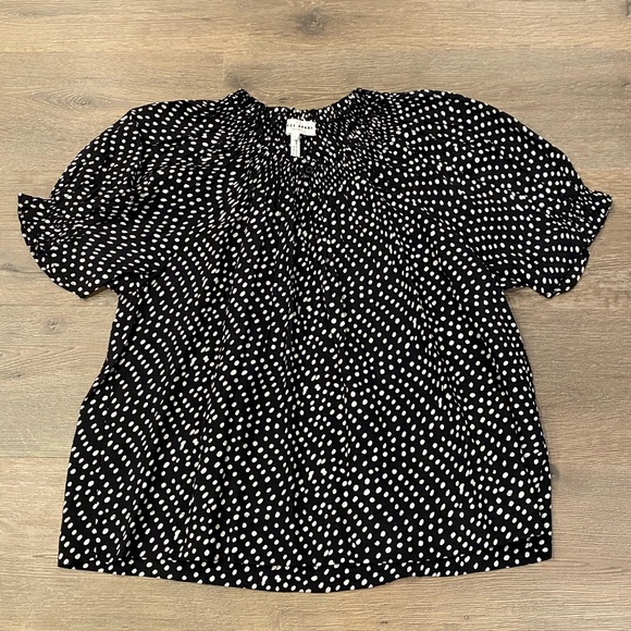 Apiece Apart Tops - Apiece Apart Las Casas Dot Print Ruffle Short Sleeve Lightweight Blouse